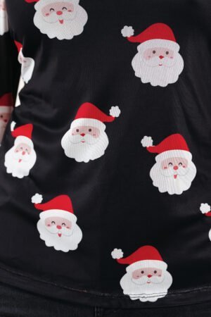 Black Christmas Fashion Print Slim Fit Long Sleeve Top - Image 15