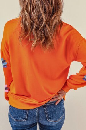 Alternative view of Orange Colorful Turkey Thanksgiving Graphic Sweatshirt