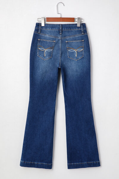 Sail Blue Western Stitch Patched Pocket Bootcut Jeans