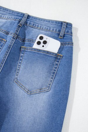 Sail Blue Raw Hem Unique Cuffs Straight High Rise Loose Jeans - Image 11