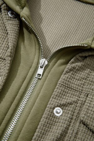 Laurel Green 2 in 1 Thermal Knit Textured Hooded Jacket - Image 8