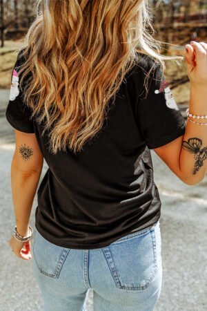 Black Sequin Patched Father Christmas Graphic T Shirt - Image 4