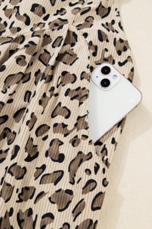 Brown Leopard Bib Wide Leg Jumpsuit - Image 8