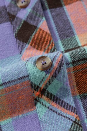 Orange Plaid Print Loose Vintage Shirt - Image 8