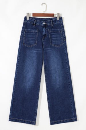 Sail Blue Mimimalist Patch Pocket Womens Shift Jeans - Image 4