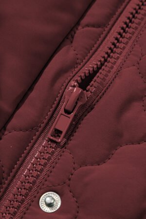 Wild Ginger Flower Shape Quilted Snap Button Zip Up Winter Vest - Image 9