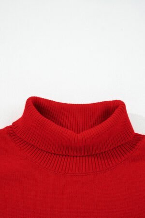 Fiery Red Merry Snowflake Pattern Christmas Turtleneck Sweater - Image 8