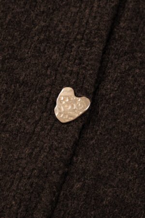 Chicory Coffee Heart Metal Button V Neck Cardigan Sweater - Image 18