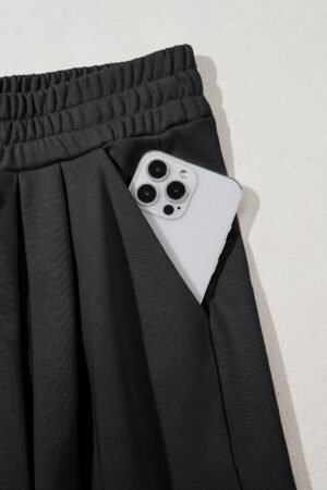 Dear Lovers Black Tied Elastic High Waist Pleated Detail Solid Sweatpants - Image 8