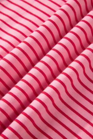 Rose Stripe Thumbhole Side Slits Drop Shoulder Loose Fit Hoodie - Image 11