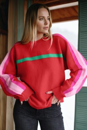 Fiery Red Christmas Holly Festive Holiday Sweater