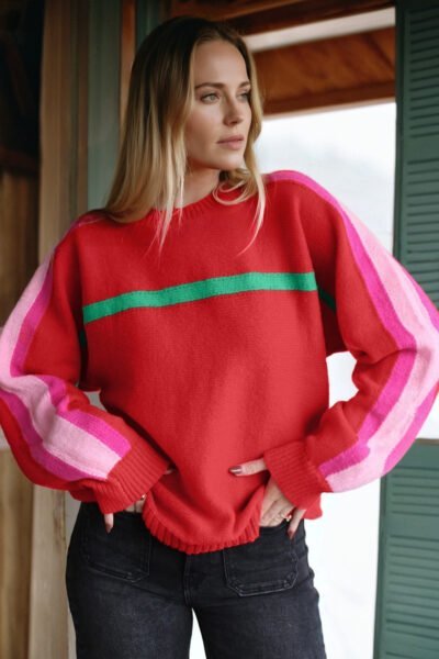 Fiery Red Christmas Holly Festive Holiday Sweater