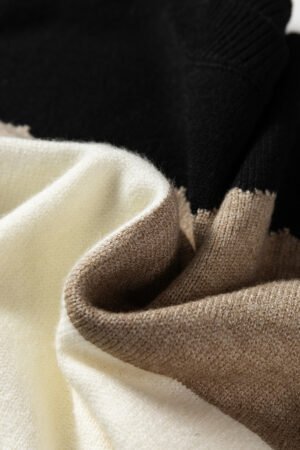 Black Colorblock Crew Neck Drop Shoulder Sweater - Image 13