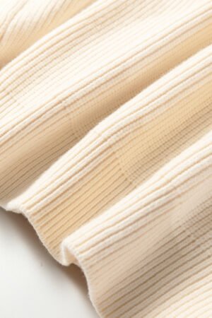 Jet Stream Ribbed Knit Ribbon Knot Backless Drop Shoulder Sweater - Image 9