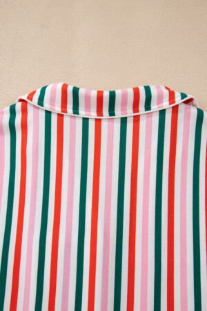 Pink Stripe Christmas Long Sleeve Shirt Style Lounge Dress - Image 15