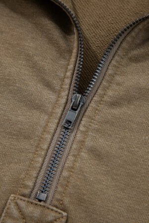 Elmwood Half Zip Kangaroo Pocket Mineral Wash Baggy Hoodie - Image 9