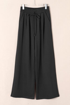 Dear Lovers Black Tied Elastic High Waist Pleated Detail Solid Sweatpants - Image 6
