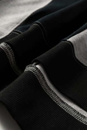 Color black Colorblock Henley High Low Oversize Sweatshirt - Image 9