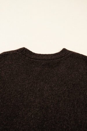 Chicory Coffee Heart Metal Button V Neck Cardigan Sweater - Image 15