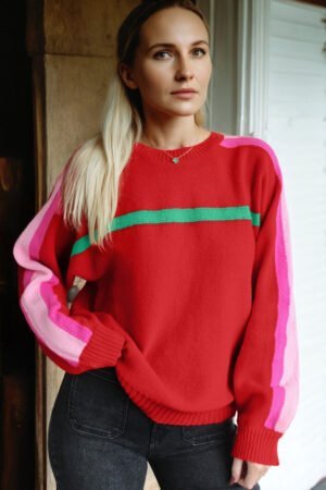 Fiery Red Christmas Holly Festive Holiday Sweater - Image 3