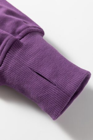 Orchid Mist Solid Color Oversize Slit Sweatshirt Ribbed Leggings 2pcs Set - Image 10