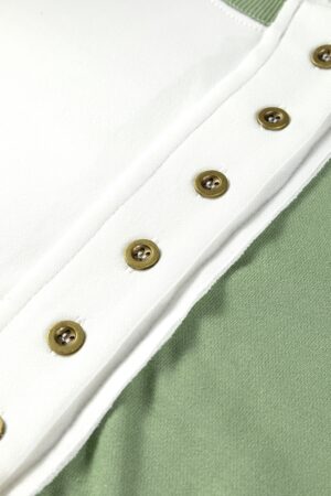 Grass Green Colorblock Henley High Low Oversize Sweatshirt - Image 10
