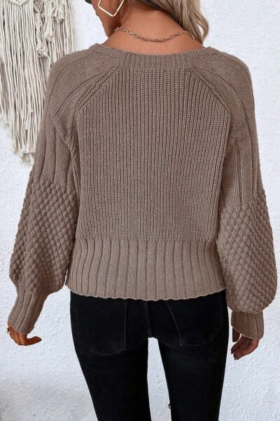 Alternative view of Goat Mixed Texture Knit Button V Neck Sweater Cardigan