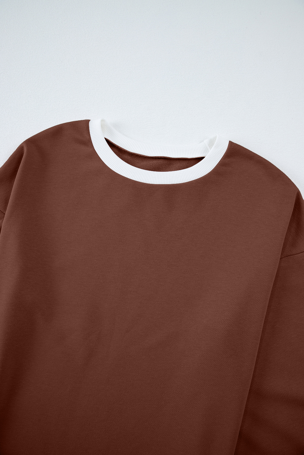 Chestnut Varsity Stripe Patchwork Puff Sleeve Pullover Drawstring Wide Leg Pant Set Chestnut Varsity Stripe Patchwork Puff Sleeve Pullover Drawstring Wide Leg Pant Set