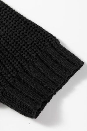 Black Plaid Lace up Detail Christmas Holiday Puff Short Sleeve Sweater - Image 9