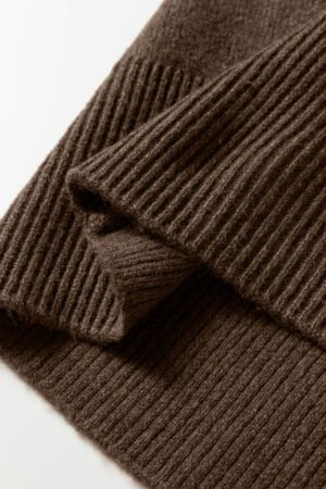 Coffee Dotted Print Ribbed Edge Knit Sweater - Image 6