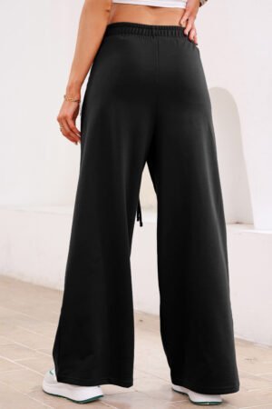 Dear Lovers Black Tied Elastic High Waist Pleated Detail Solid Sweatpants - Image 2