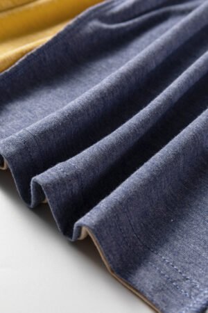 Sail Blue Exposed Stitching Colorblock V Neck Long Sleeve Top - Image 8