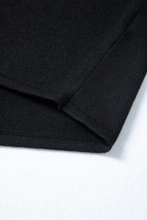 Black Asymmetric Neck Batwing Sleeve Shift Mini Sweater Dress - Image 14