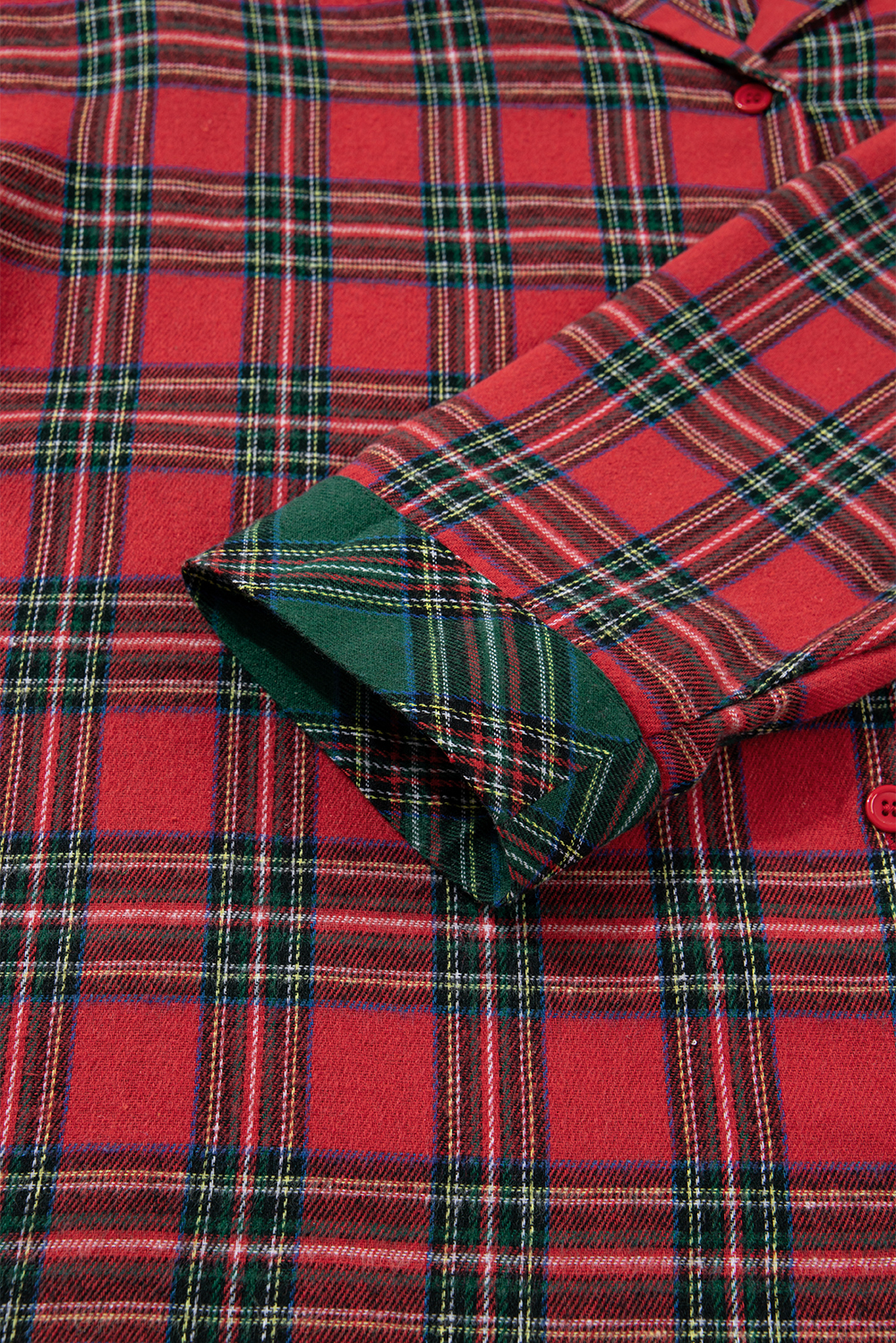 Red Plus Size Plaid Contrast Patchwork Long Sleeve Shirt and Shorts 2pcs Pajama Set Red Plus Size Plaid Contrast Patchwork Long Sleeve Shirt and Shorts 2pcs Pajama Set