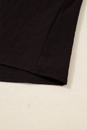 Black Contrast Stitched Detail V Neck Ruffle Long Sleeve Blouse - Image 6
