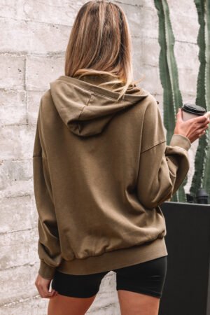 Elmwood Half Zip Kangaroo Pocket Mineral Wash Baggy Hoodie - Image 2