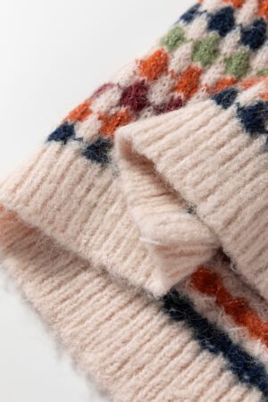 Multicolour Dotty Striped Pattern Knit Drop Shoulder Sweater - Image 7