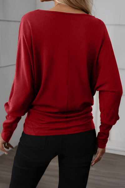 Red Dahlia Solid Color Extended Cuffs Long Sleeve Top