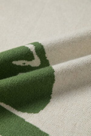 Green Bold Flower Pattern Wide Sleeve Baggy Sweater - Image 11