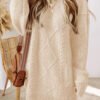 Oatmeal Cable Knit Drop Shoulder Loose Fit Sweater Dress