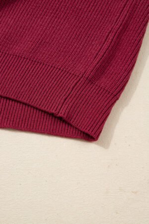 Red Dahlia Ribbed Knit Ribbon Knot Backless Drop Shoulder Sweater - Image 10