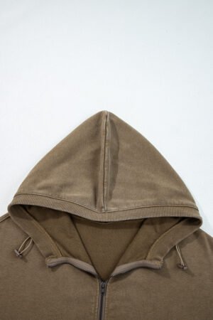 Elmwood Half Zip Kangaroo Pocket Mineral Wash Baggy Hoodie - Image 6