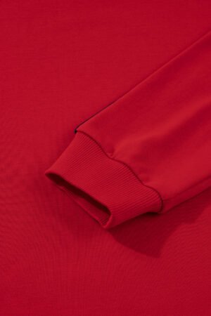 Fiery Red Contrast Striped Detail Varsity Sweatshirt - Image 8