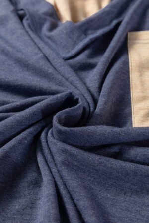 Sail Blue Exposed Stitching Colorblock V Neck Long Sleeve Top - Image 9