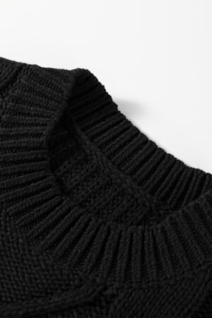 Black Plaid Lace up Detail Christmas Holiday Puff Short Sleeve Sweater - Image 10