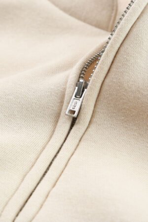 Apricot Half Zip Stand Collar Exposed Seam Solid Color Casual Sweatshirt - Image 10