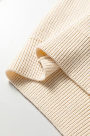 Jet Stream Ribbed Knit Ribbon Knot Backless Drop Shoulder Sweater - Image 8