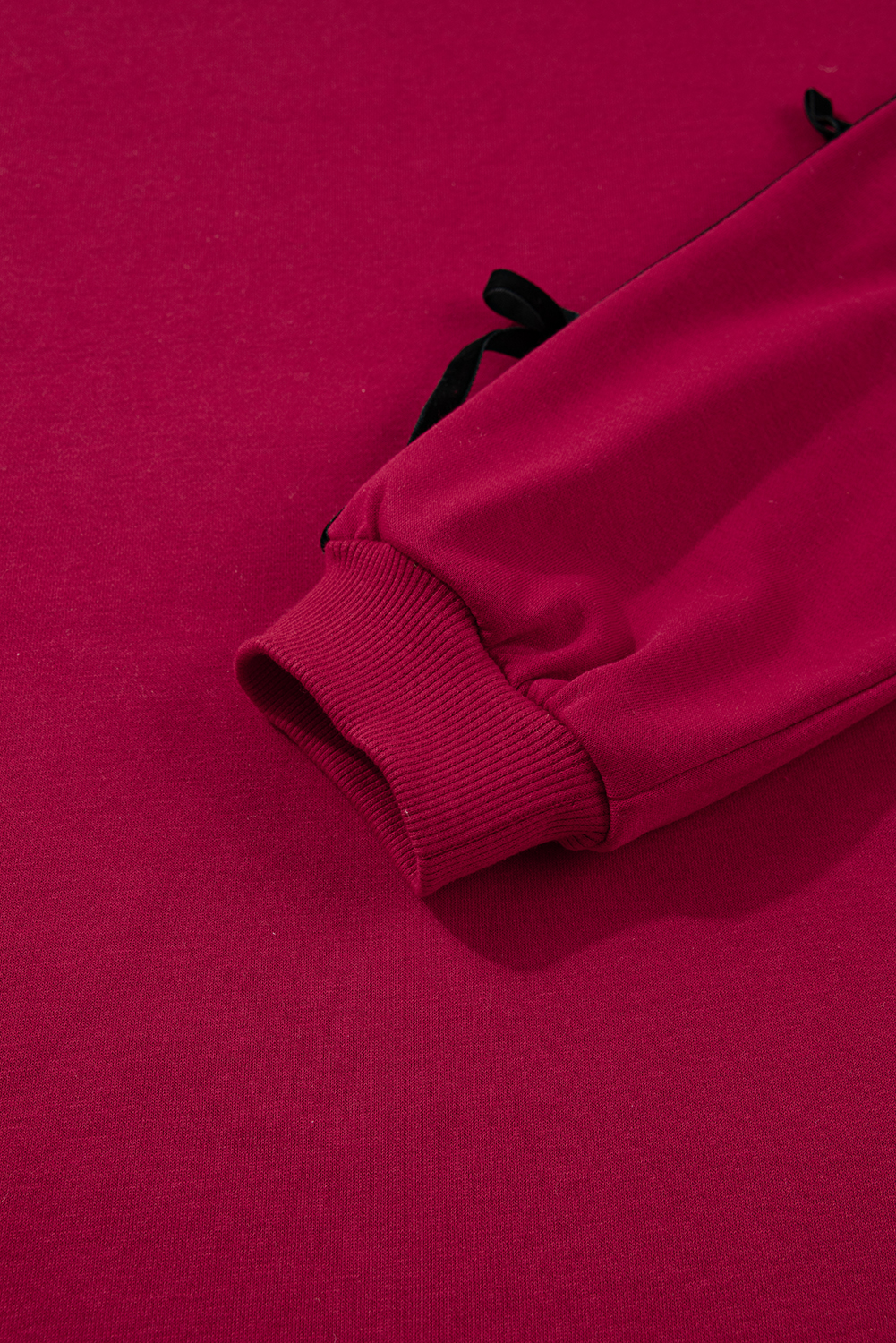 Racing Red Contrast Striped Bow Detail Drop Shoulder Sweatshirt Dress with Pockets Racing Red Contrast Striped Bow Detail Drop Shoulder Sweatshirt Dress with Pockets