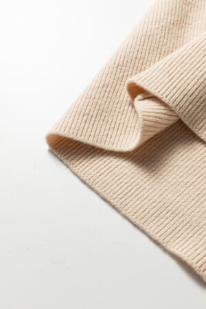 Khaki Color Block Plain Ribbed Knit Baggy Sweater - Image 15