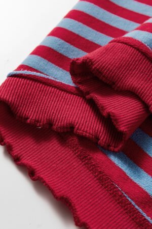 Red Stripe Exposed Seam Contrast Ribbed Trim Oversize Sweatshirt - Image 7
